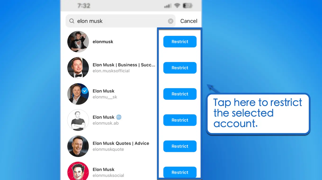 Instagram restrict vs block. Restrict' button next to the correct user.