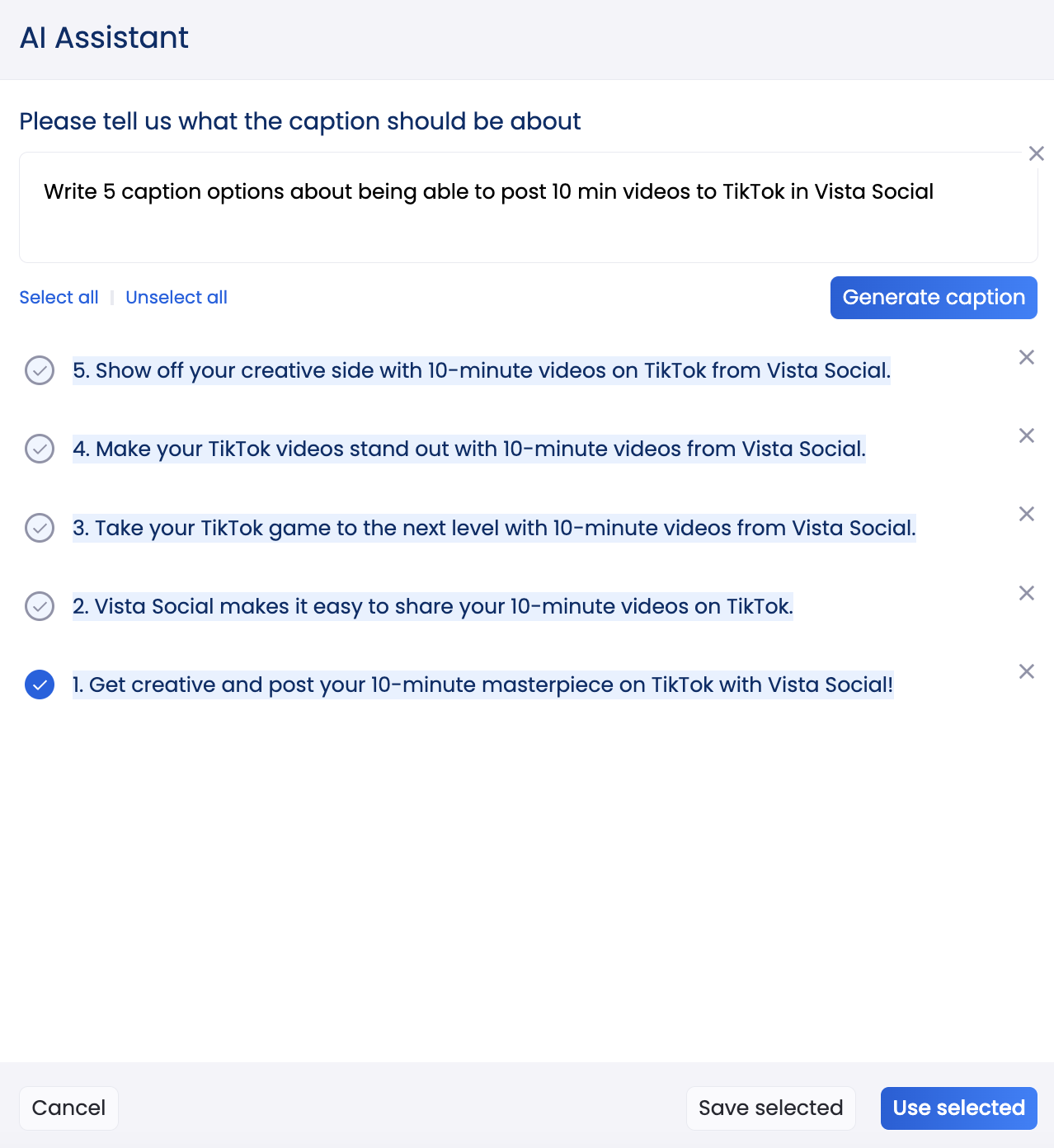 Vista Social's AI Assistant Powered by ChatGPT