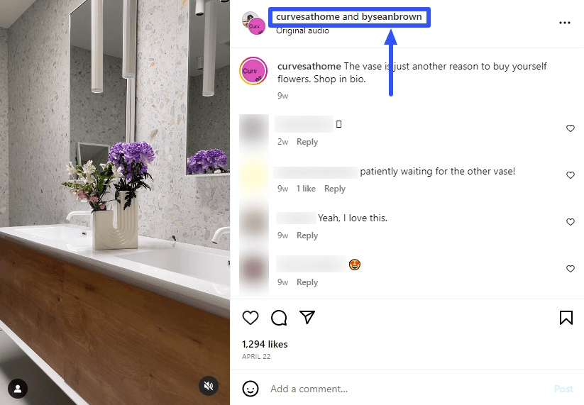 how to add a collaborator on Instagram: The collab Instagram post by curvesathome and byseanbrown.