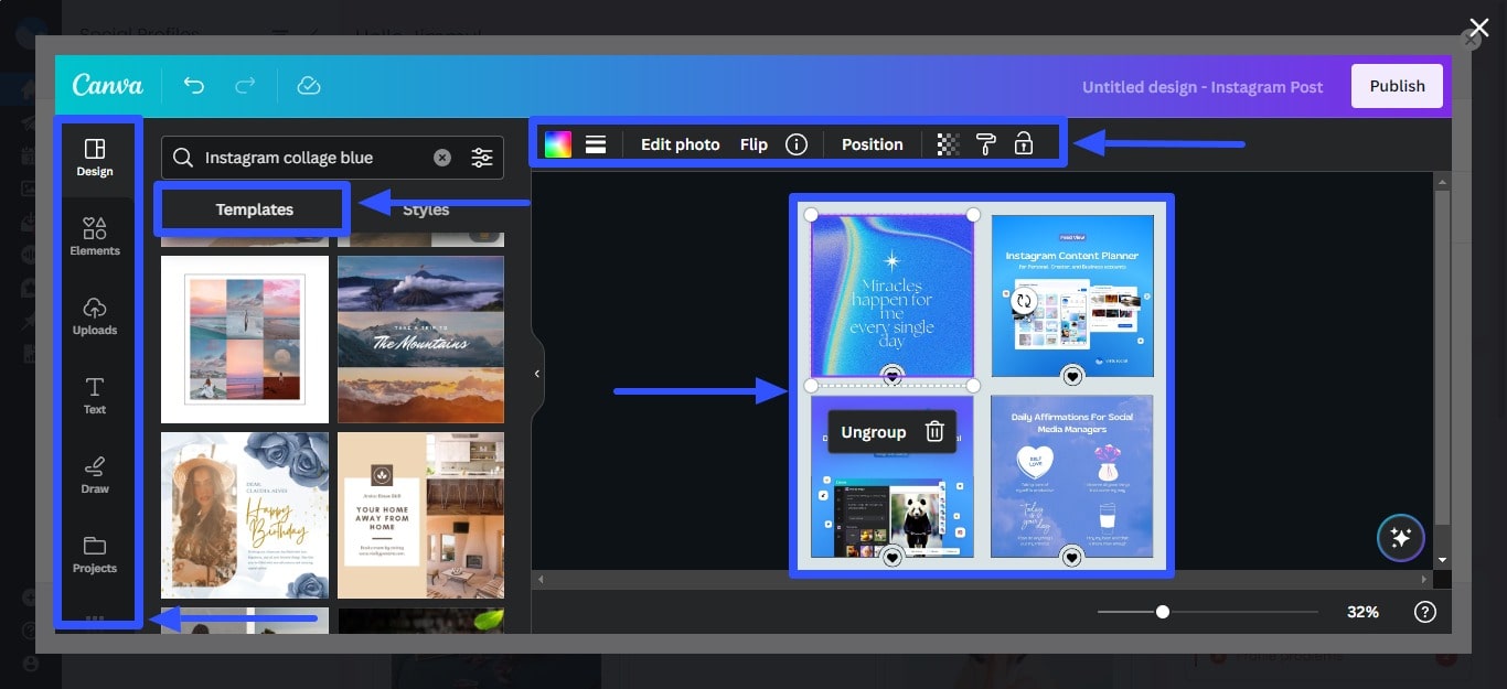 Canva’s got you covered with its customizable collage templates.