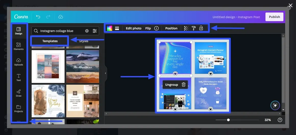 Canva’s got you covered with its customizable collage templates.