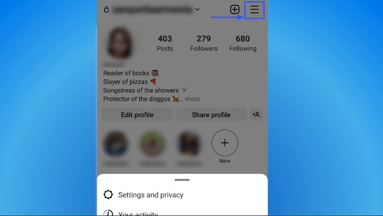 Tap on the hamburger icon.
