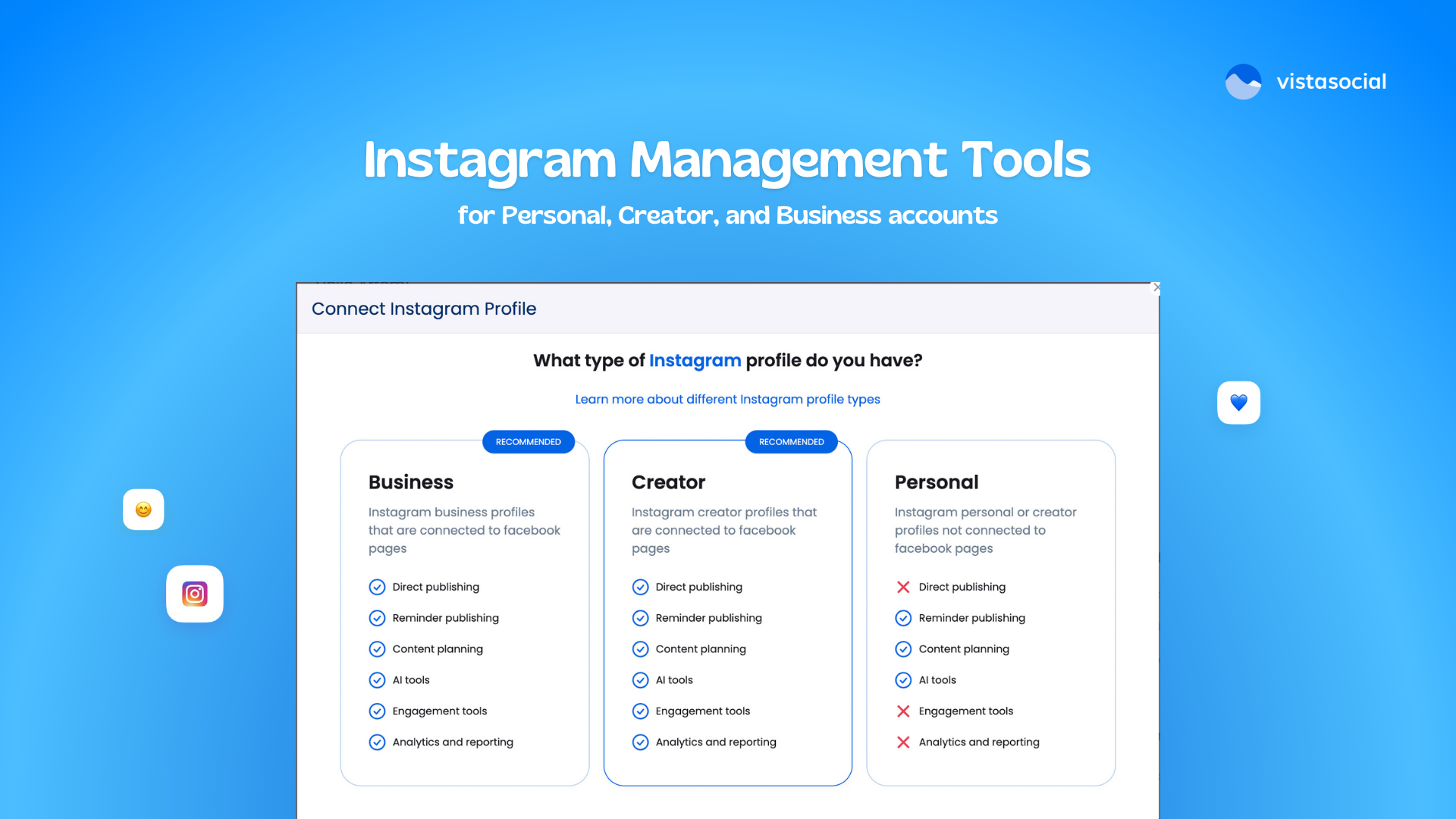 Structure Tool Instagram Example Instagram Tools for Creators, Personal, and Business Profiles | Vista ...
