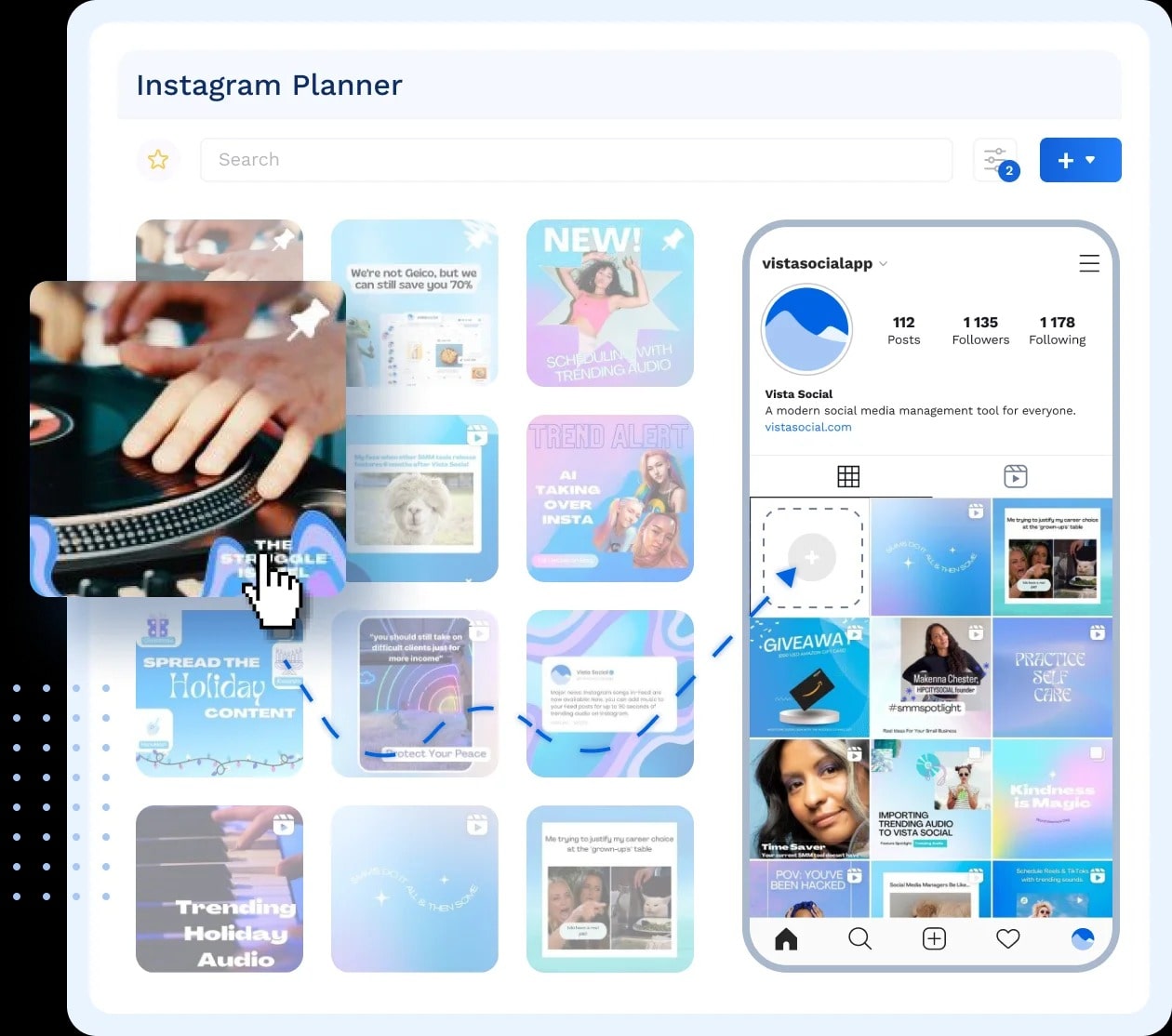 Vista Social's Visual Instagram Planner