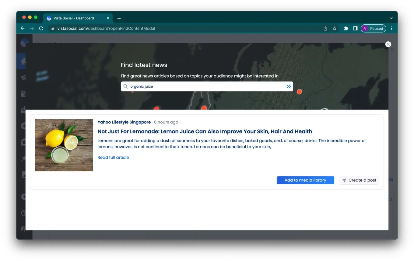 Trending News in Vista Social