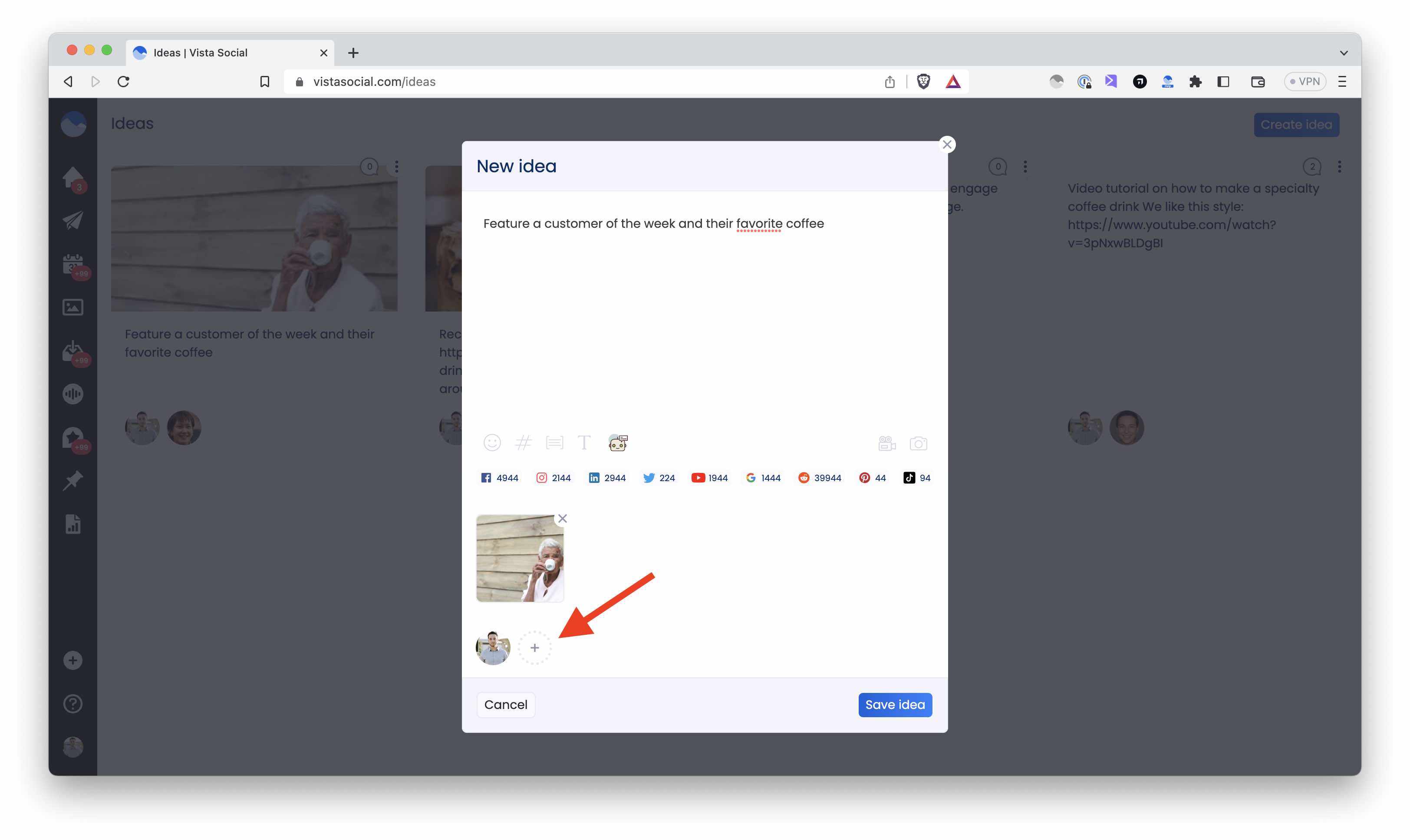 Team collab tools in Vista Social