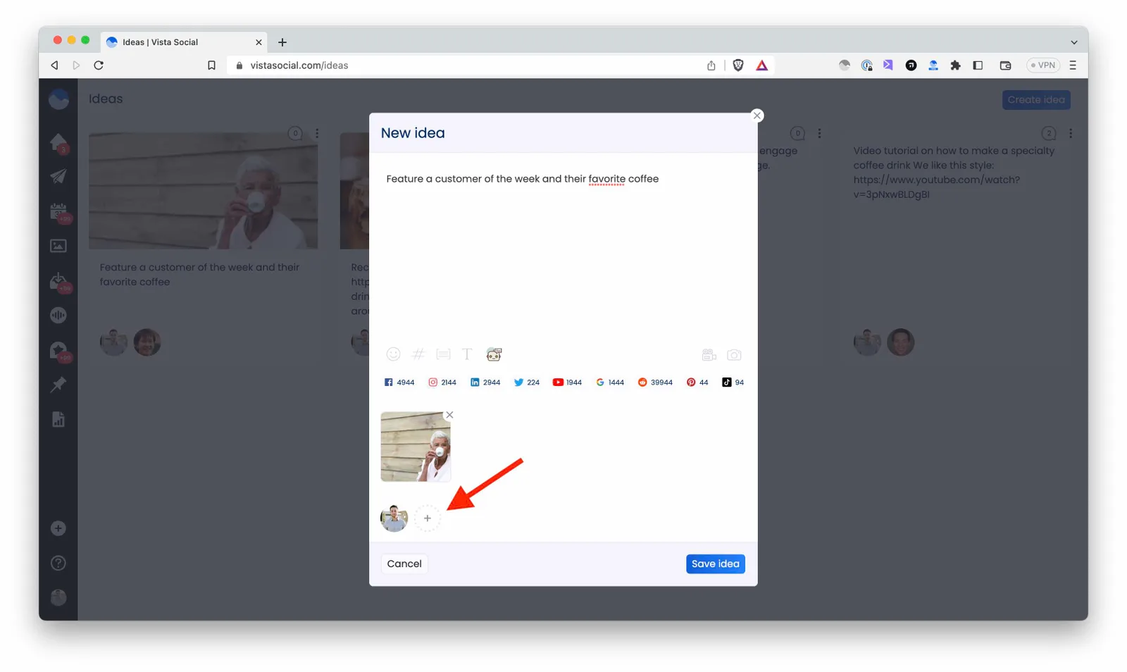 Team collab tools in Vista Social 