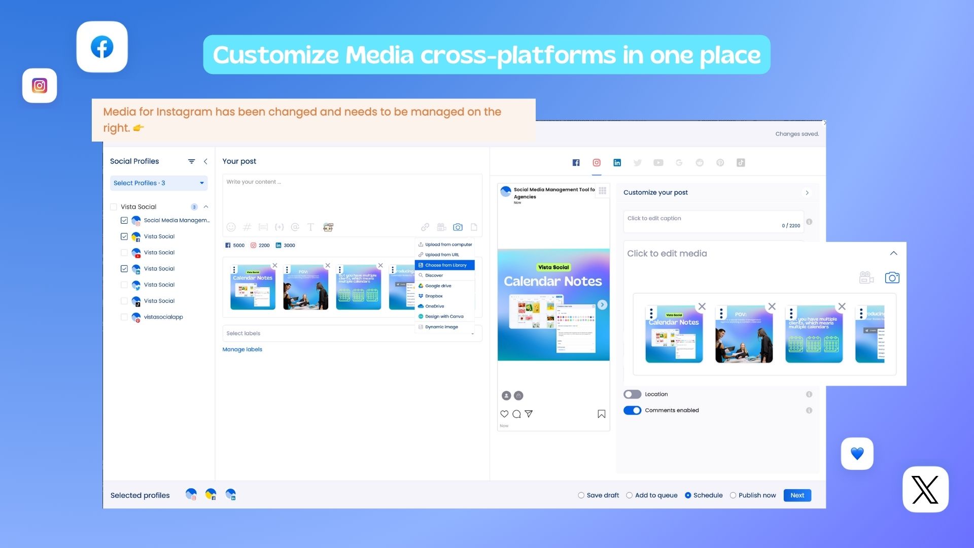cross-platform media customizations
