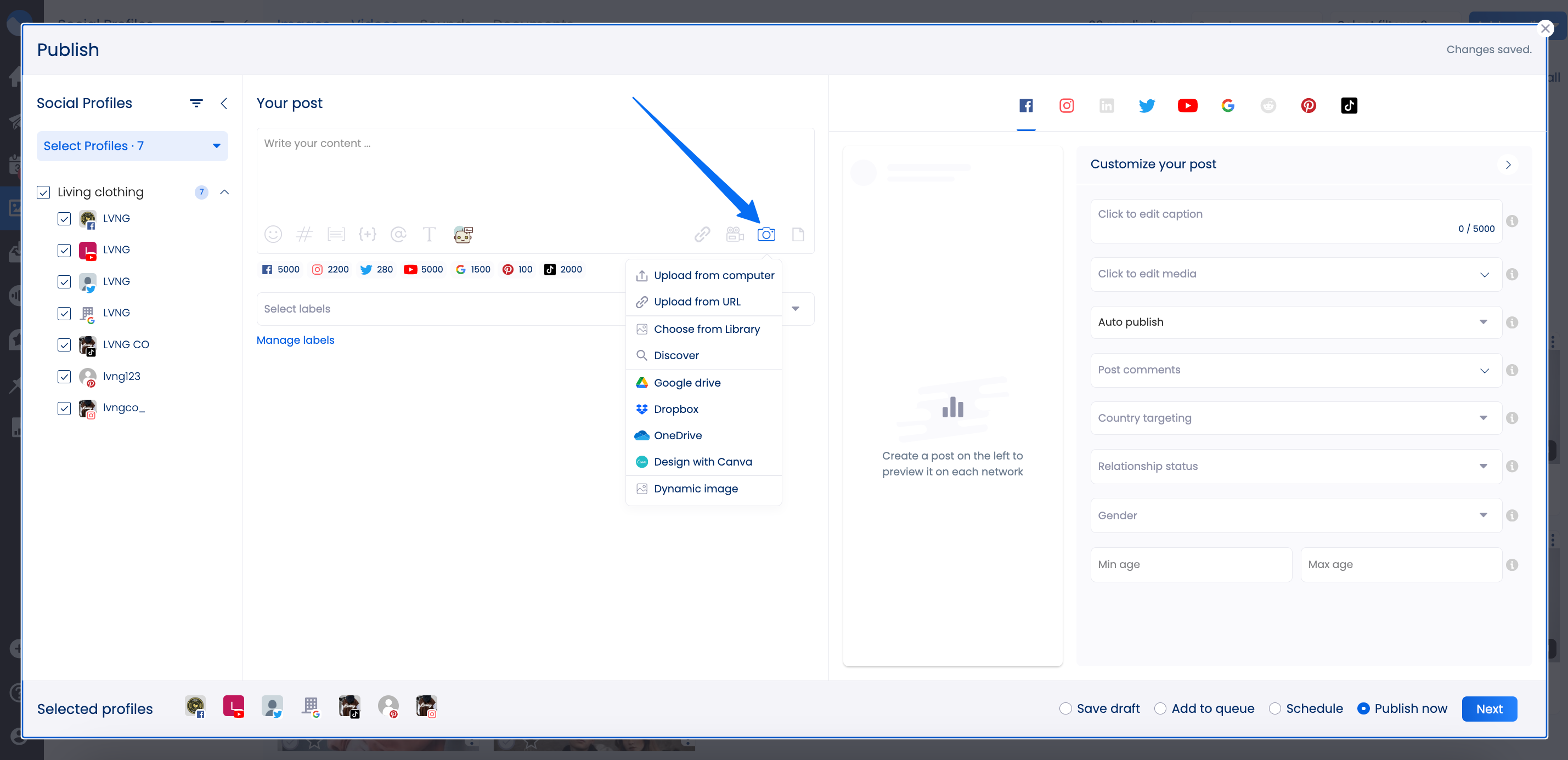 Attaching images, videos, and other media to your posts