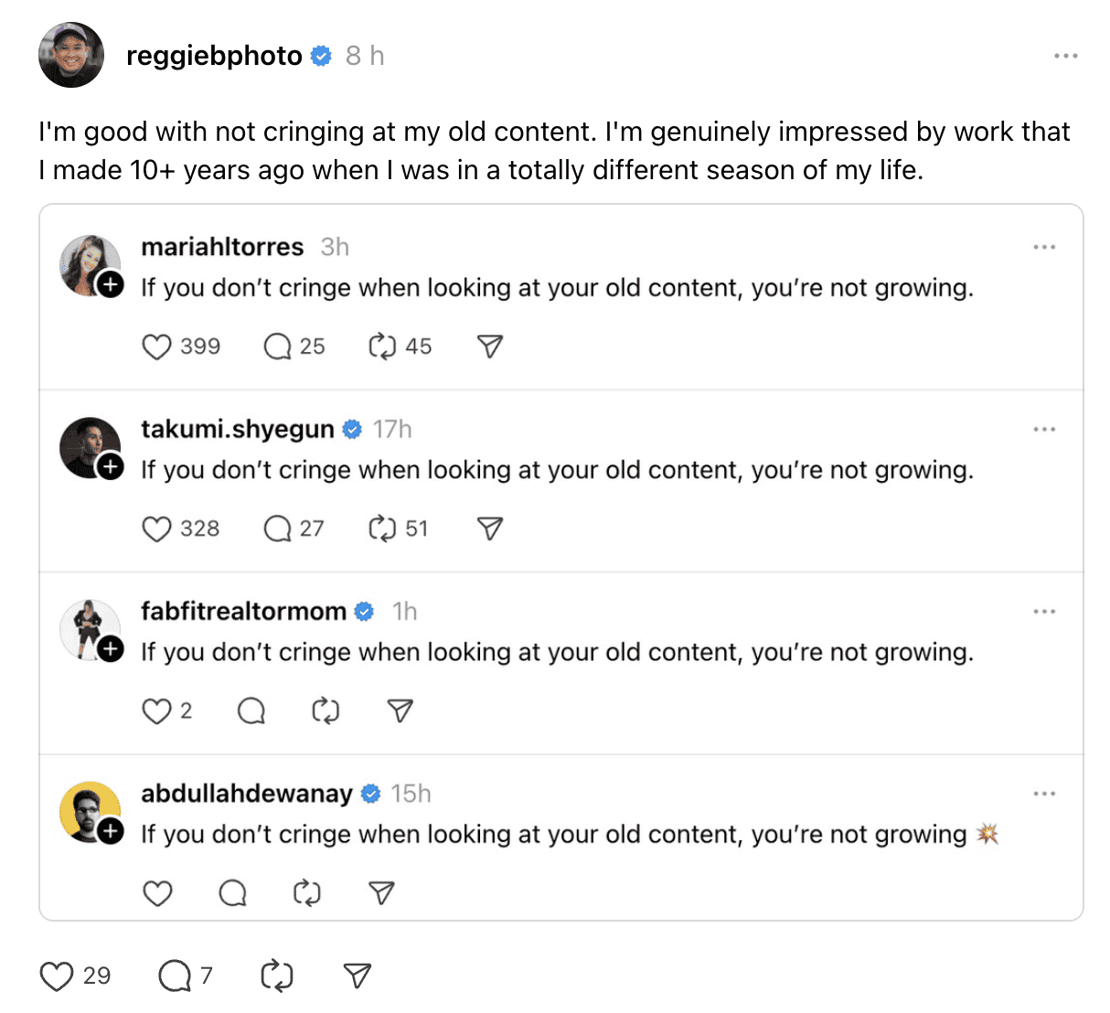 7 Creators on Threads Worth Watching. Reggie Ballesteros' Threads' post reflects on his experience as a photographer over the last decade.