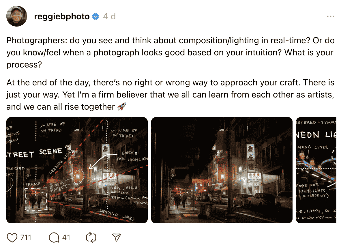 7 Creators on Threads Worth Watching. Reggie Ballesteros' Threads post gives a peek into his thought process when composing a photo.
