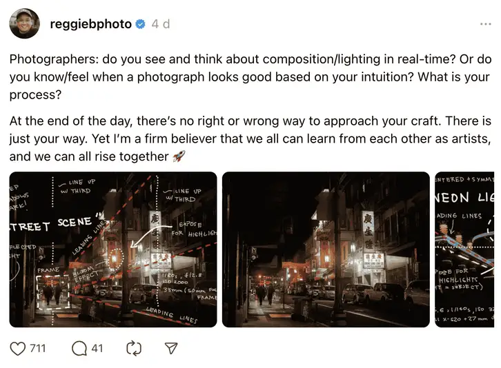 7 Creators on Threads Worth Watching. Reggie Ballesteros' Threads post gives a peek into his thought process when composing a photo.