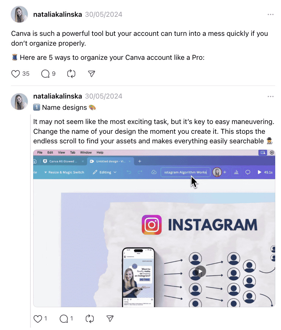 7 Creators on Threads Worth Watching. Natalia shares a quick tip for Canva.