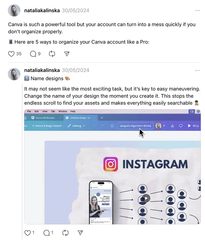 7 Creators on Threads Worth Watching. Natalia shares a quick tip for Canva.