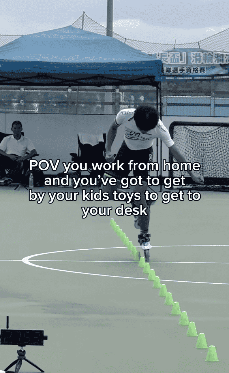 Effective Social Media Content Strategies for 2024. Man roller skates between tiny cones.