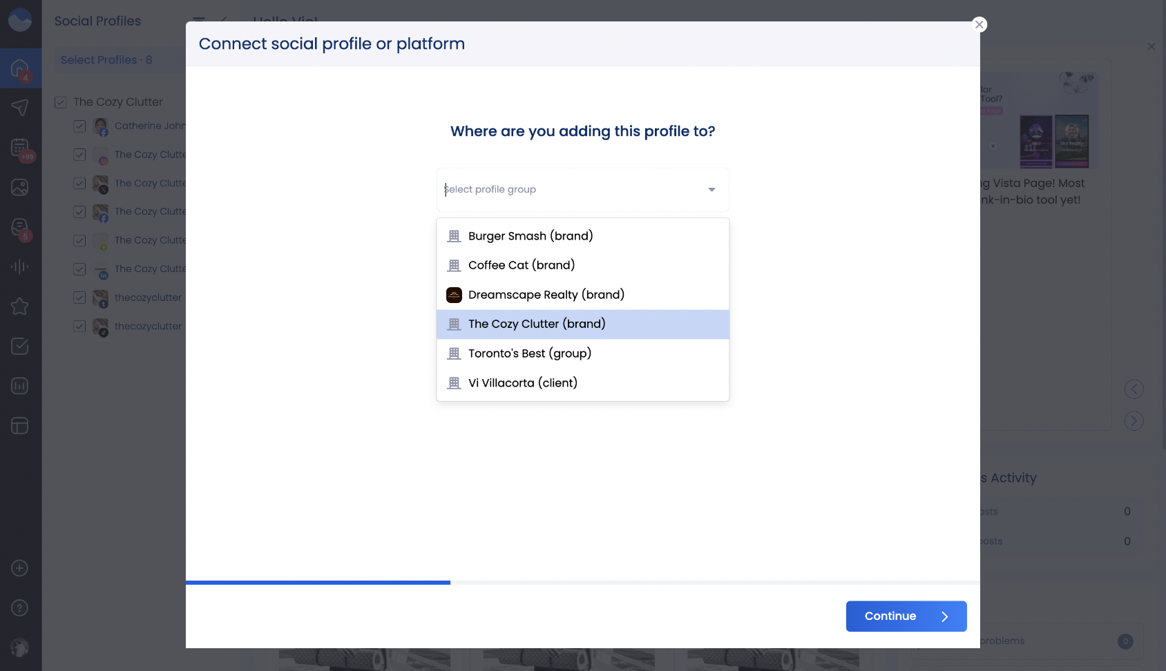 Choose a Profile Group on Vista Social | Manage LinkedIn Personal Profiles with Vista Social