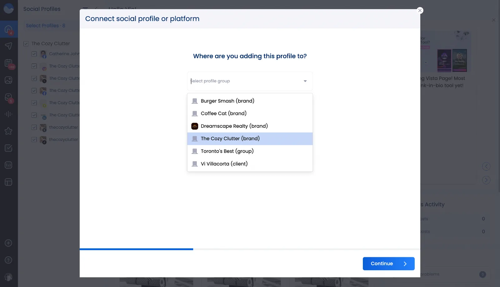 Choose a Profile Group on Vista Social | Manage LinkedIn Personal Profiles with Vista Social