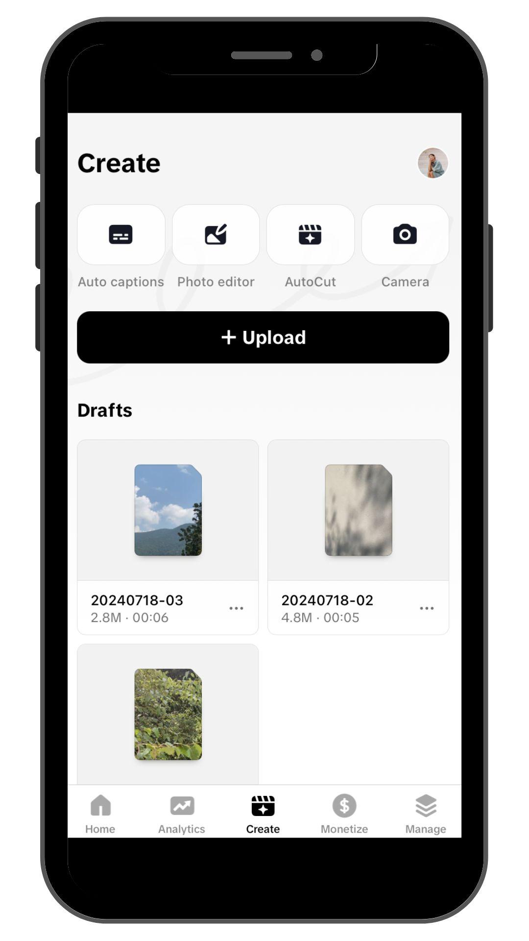 Master TikTok Content Creation with TikTok Studio. TikTok Studio app Create page.
