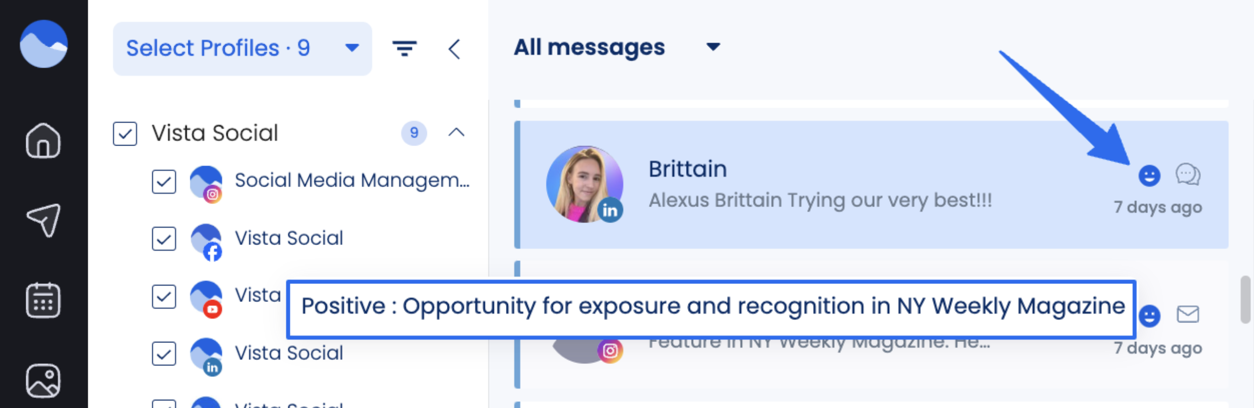 Social Media Sentiment Analysis by Vista Social