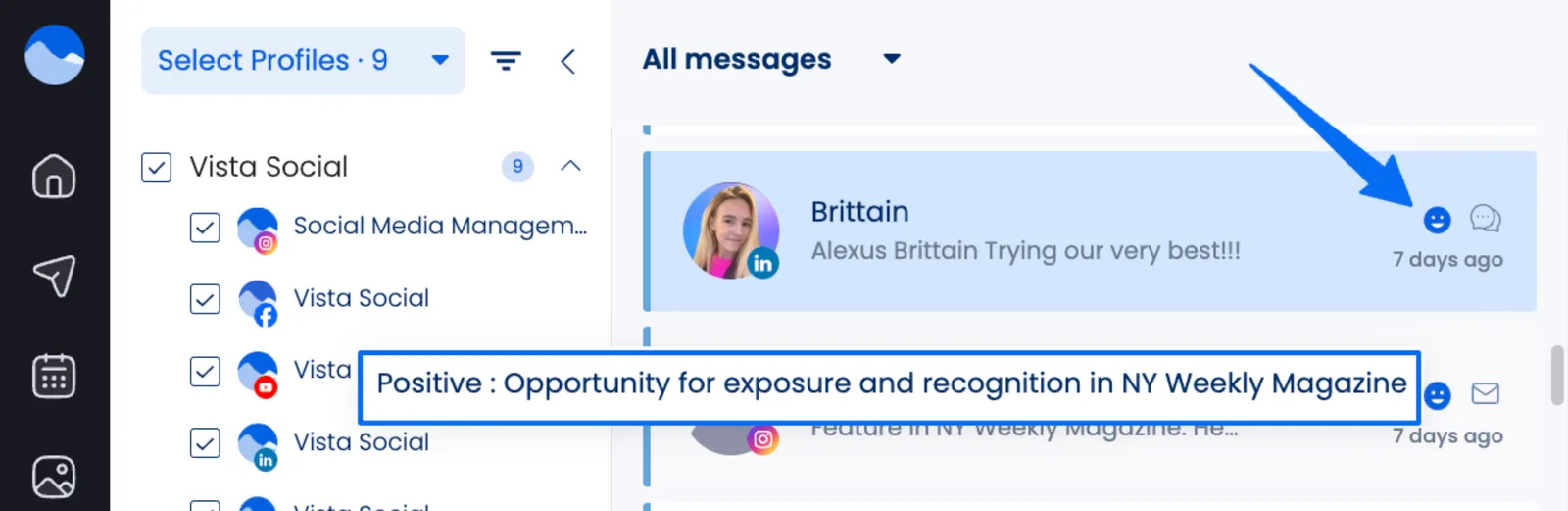 Social Media Sentiment Analysis by Vista Social