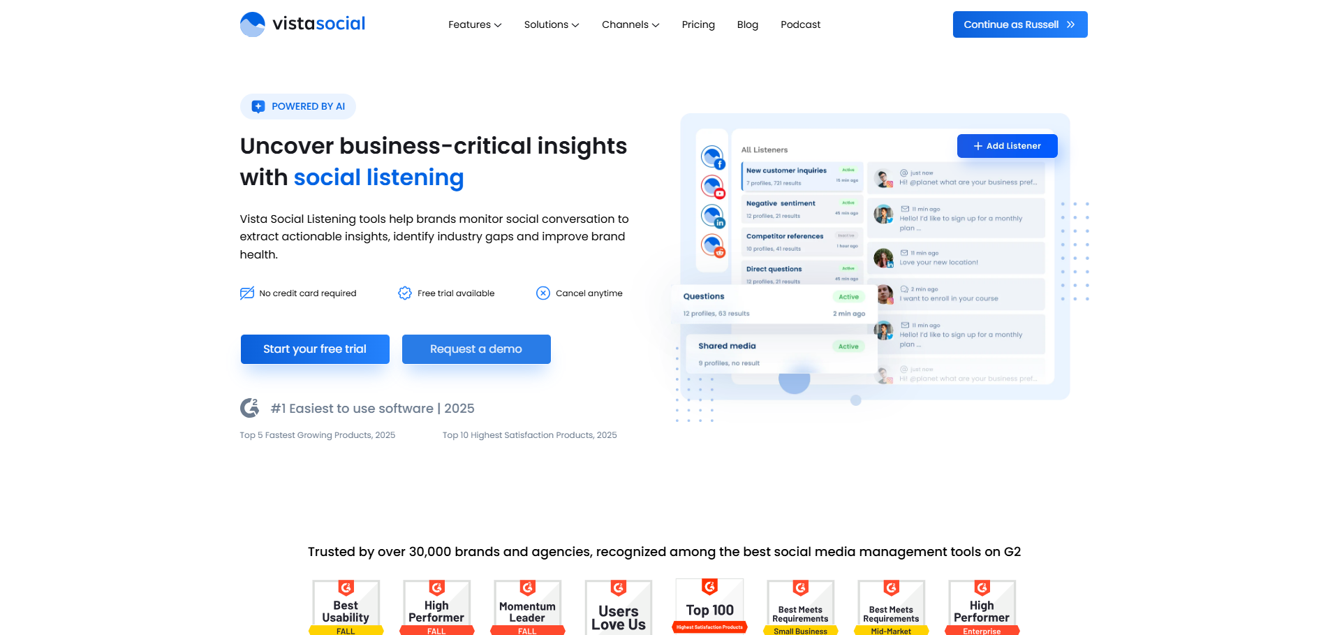 Vista Social's social listening feature allows you to track feedback across all locations and social media platforms.