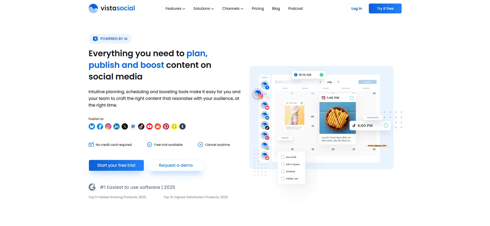 Vista Social's scheduling tool