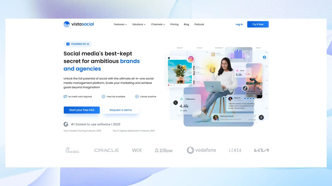 Vista Social homepage