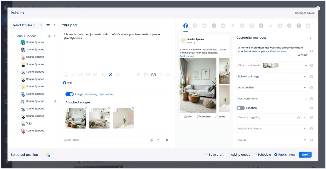 A screenshot of the publishing dashboard in Vista Social.