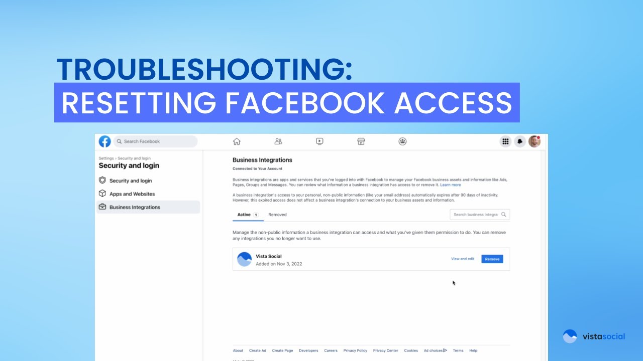 Troubleshooting: Resetting Facebook Access Troubleshooting: Resetting Facebook Access