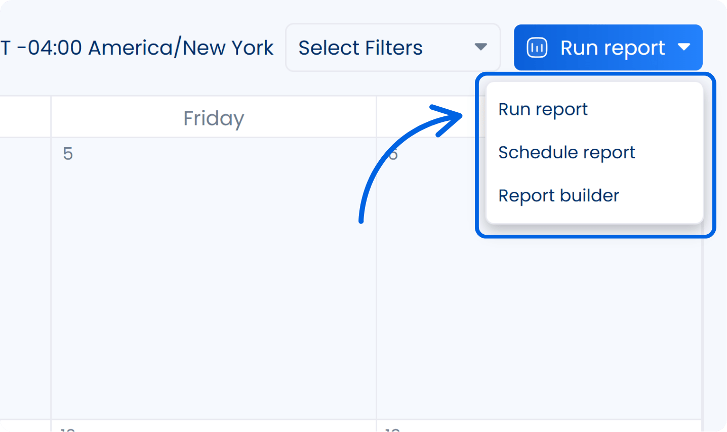 A screenshot showcasing how to run a report in Vista Social.