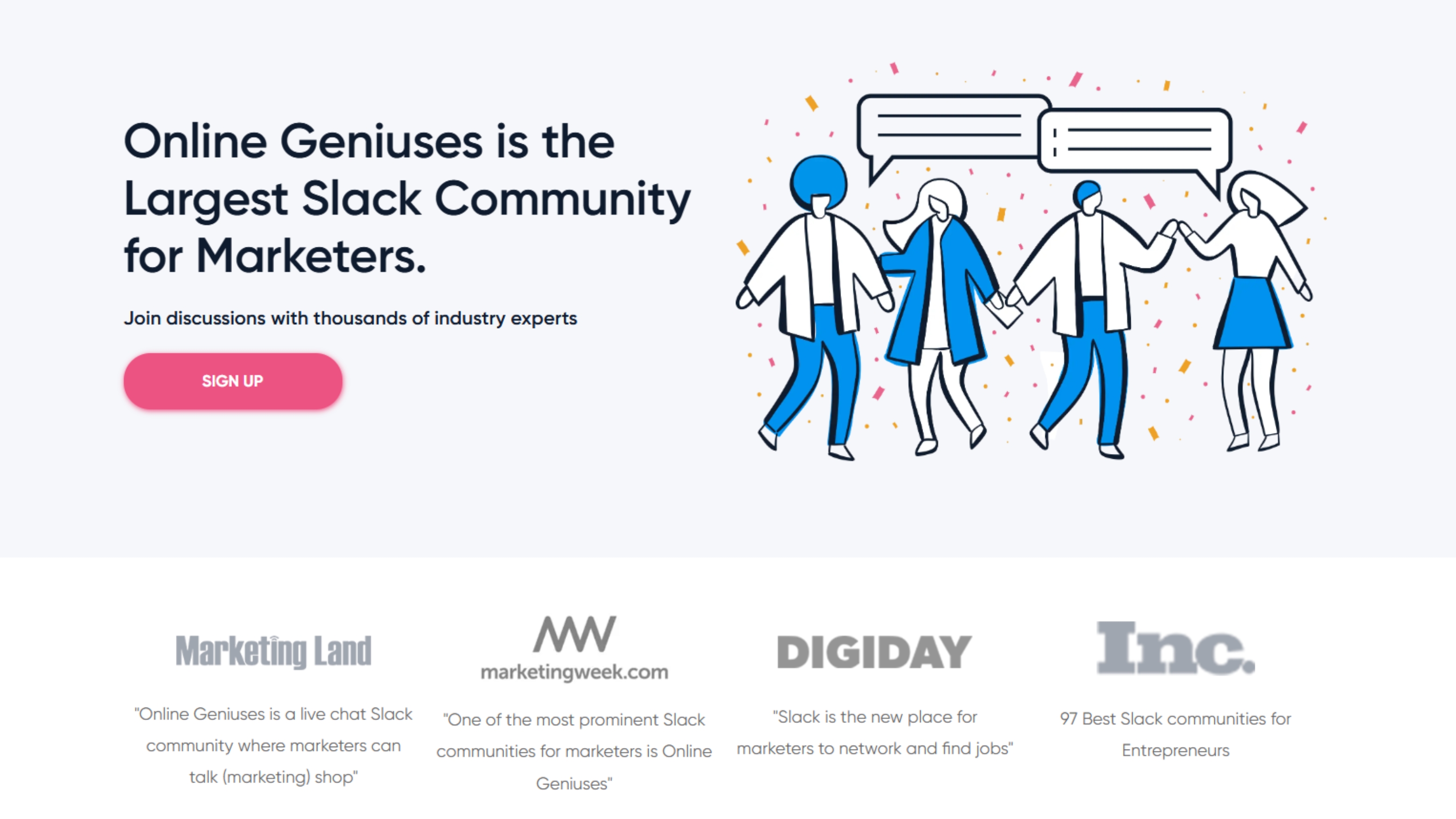 marketing slack communities: Online Geniuses
