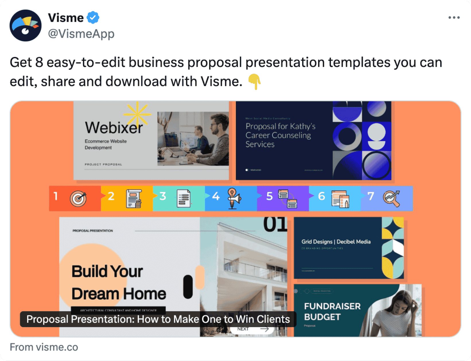 A screenshot of an X/Twitter post from Visme sharing evergreen content.