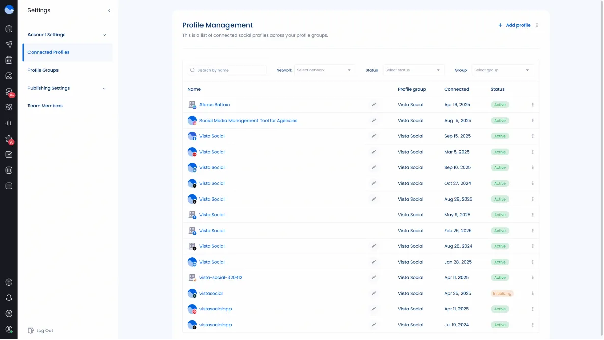 connect your social account to vista social to cross-post
