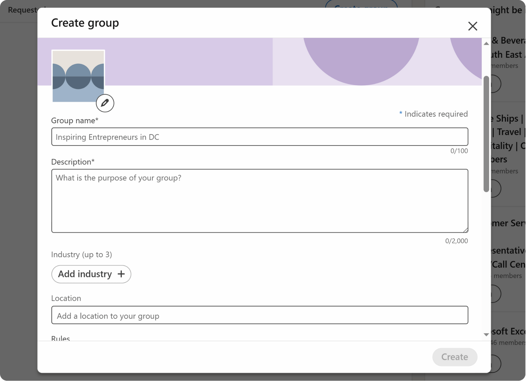 how to create your own linkedin group