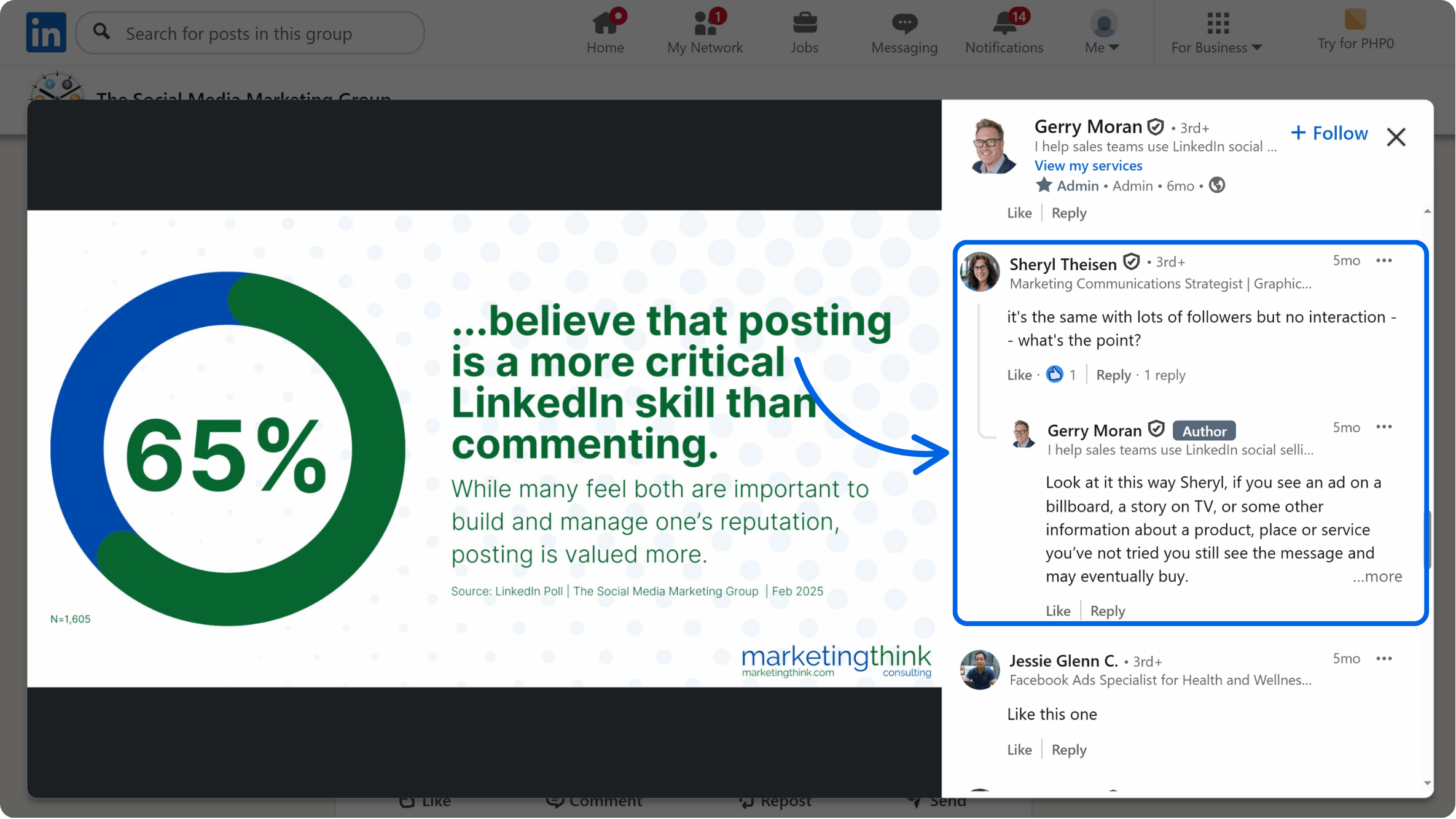 Engaging in discussions in linkedin groups