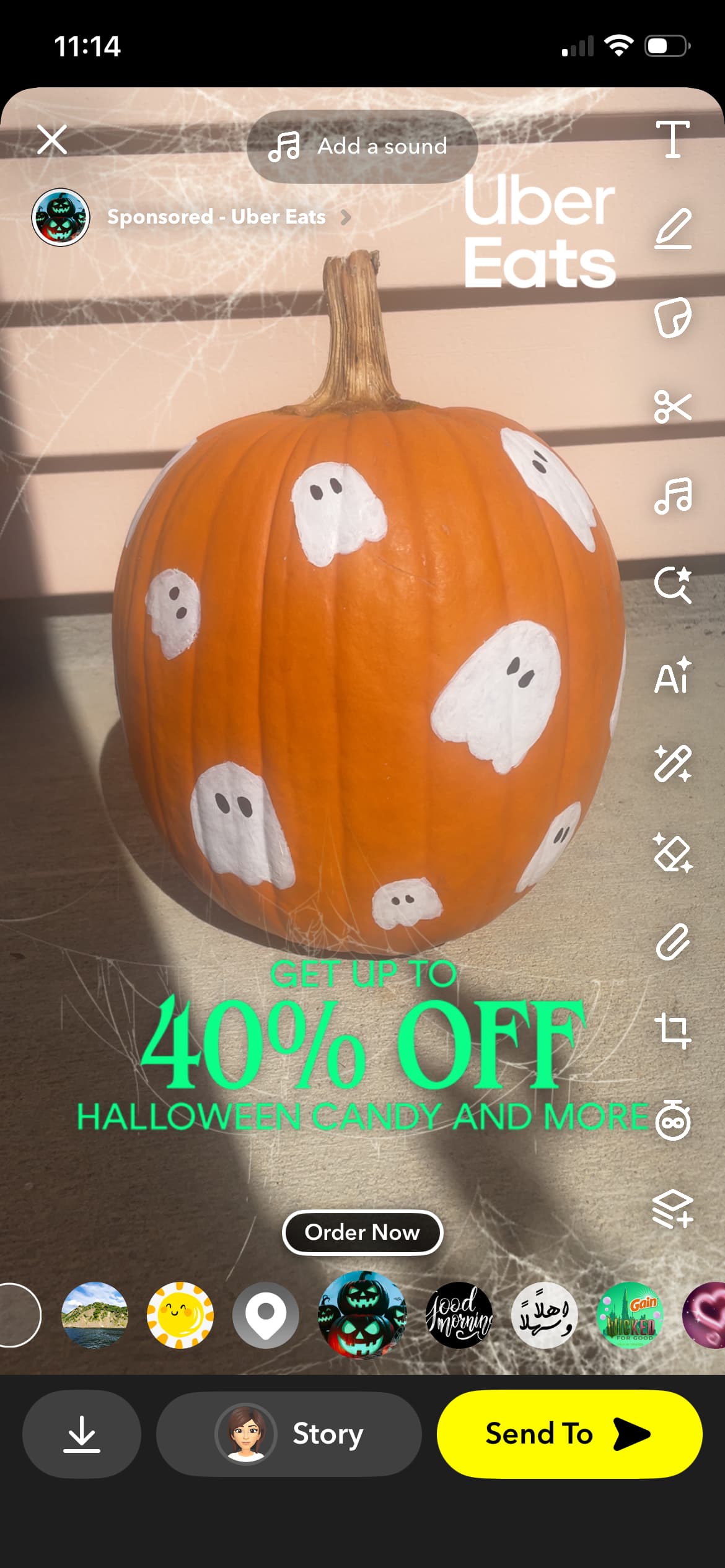 A screenshot of a filter ad on Snapchat.