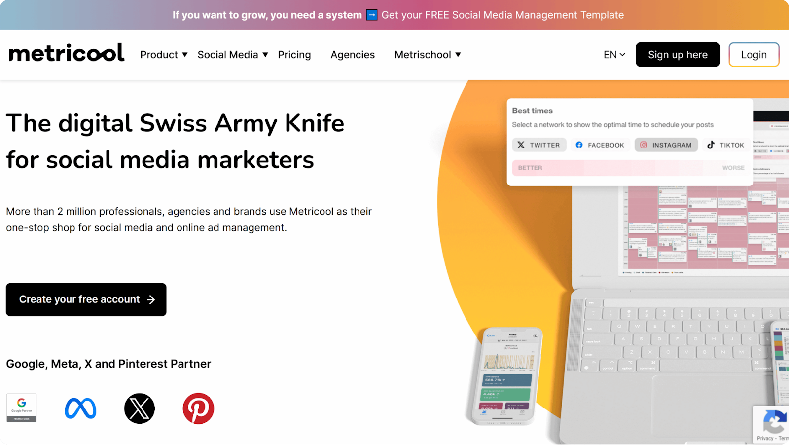 social media marketing tools: metricool