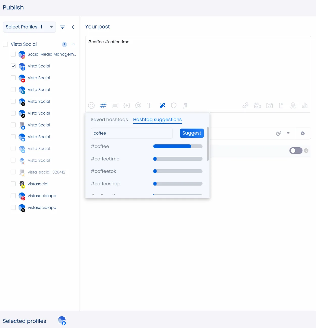 The publishing window in Vista Social.