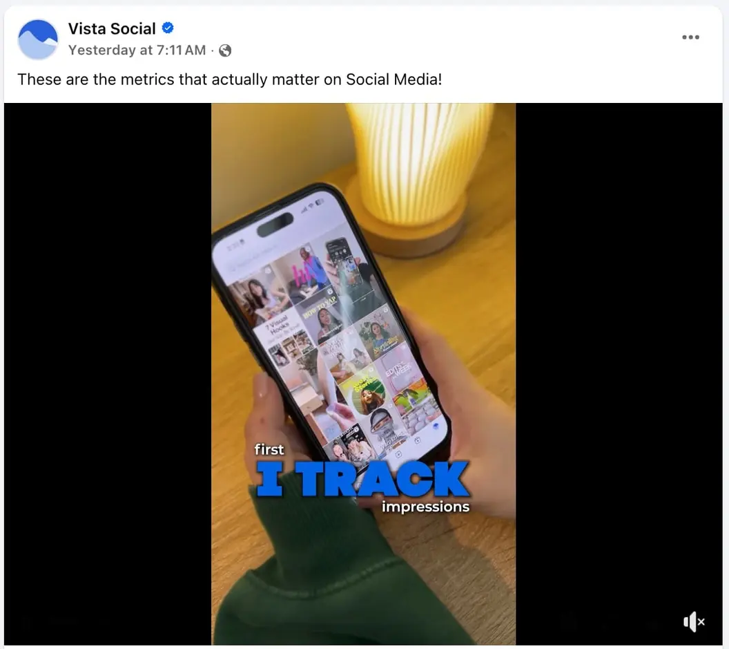 A Facebook post from Vista Social.