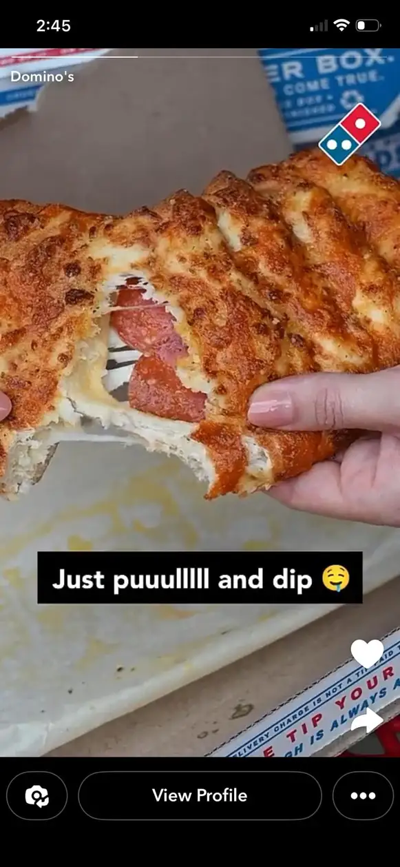 A Snapchat story from Domino's.