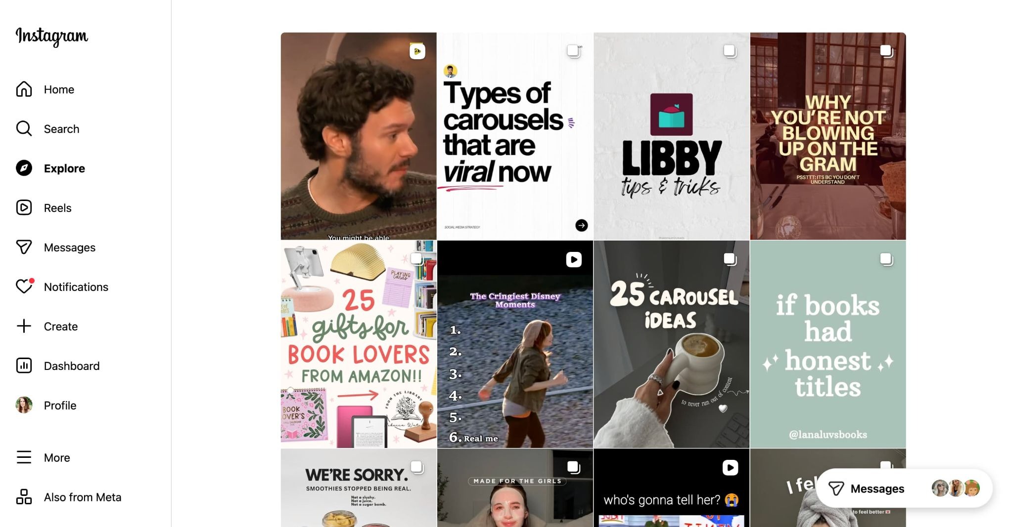 A screenshot of Instagram's Explore feed.