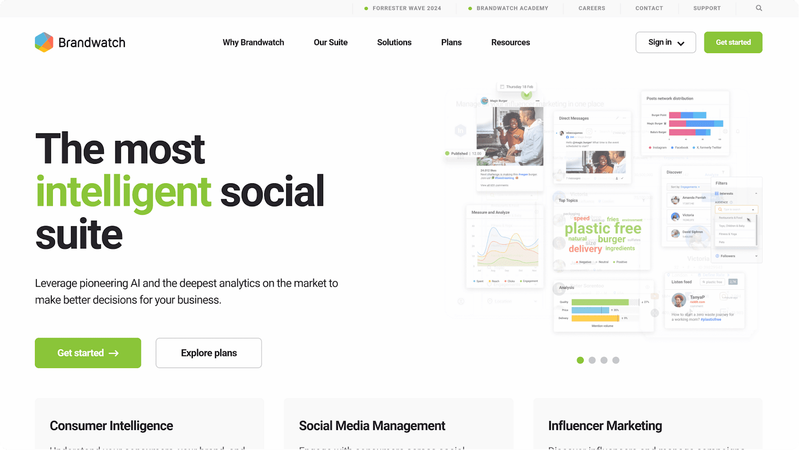 A screenshot of the Brandwatch website.