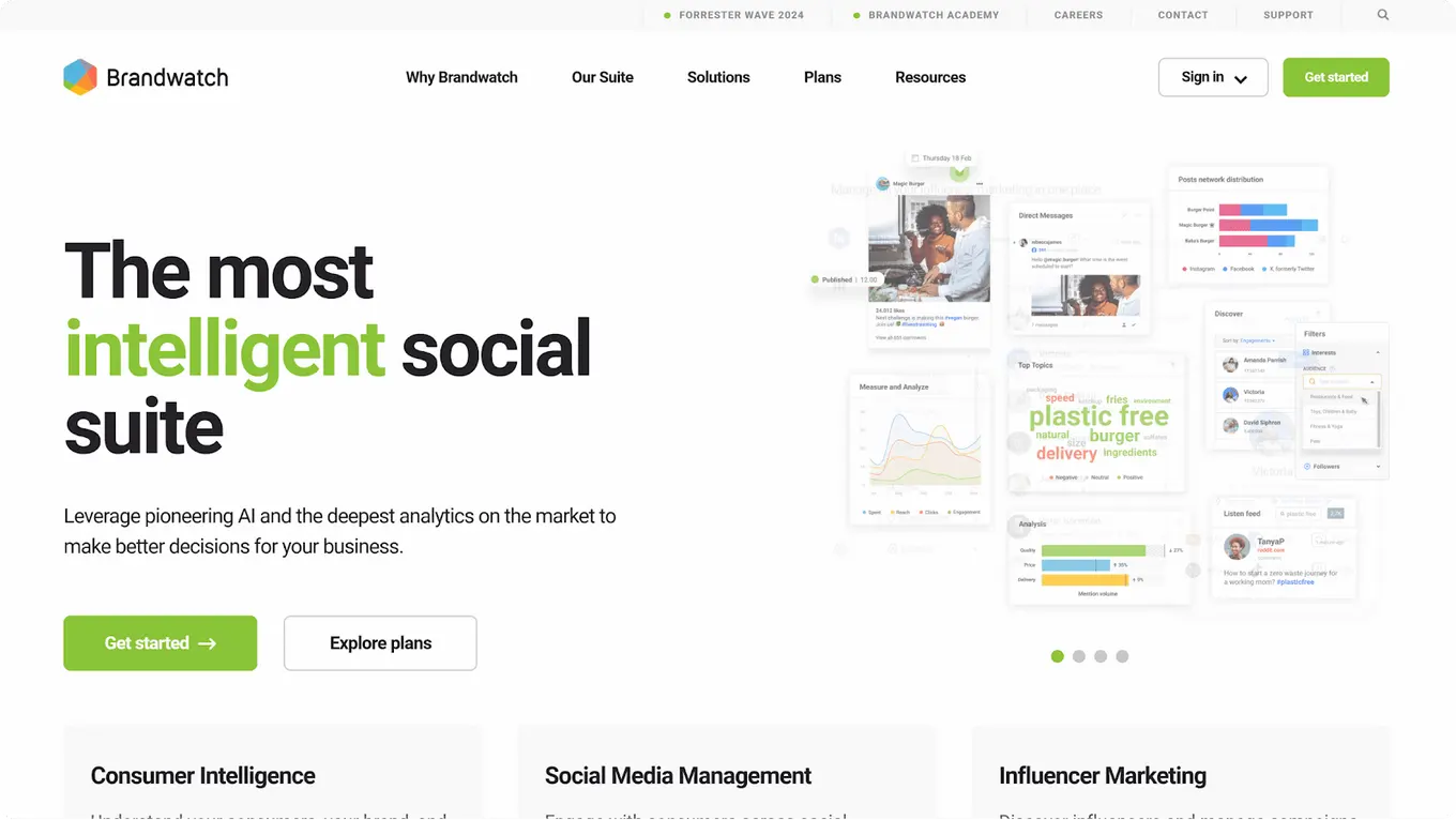 A screenshot of X/Twitter analytics tool Brandwatch's website.