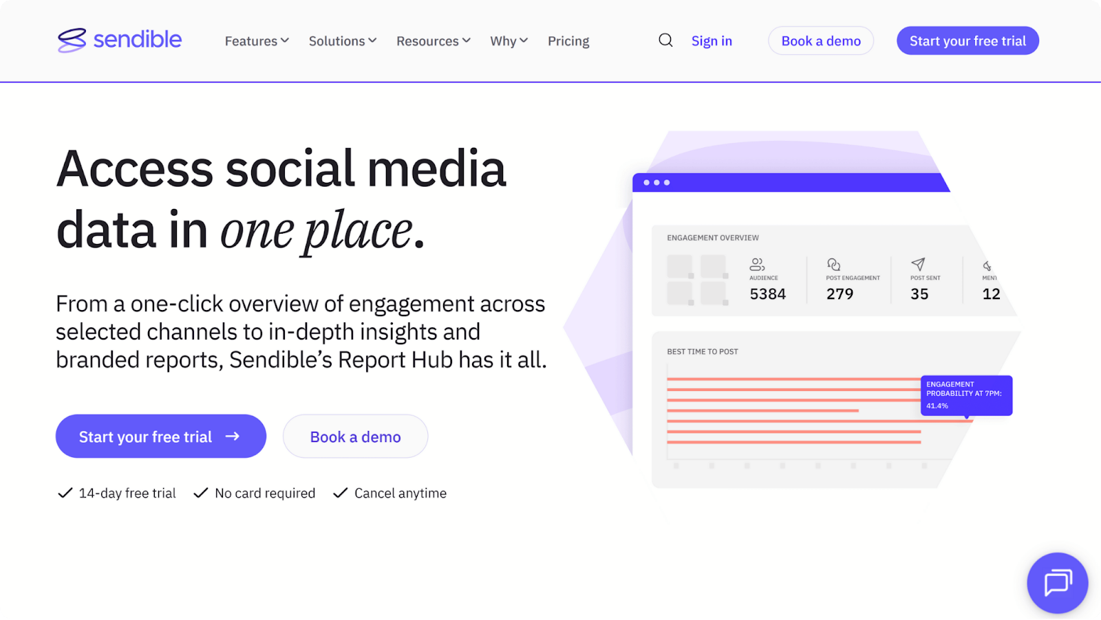 A screenshot of the Sendible website.