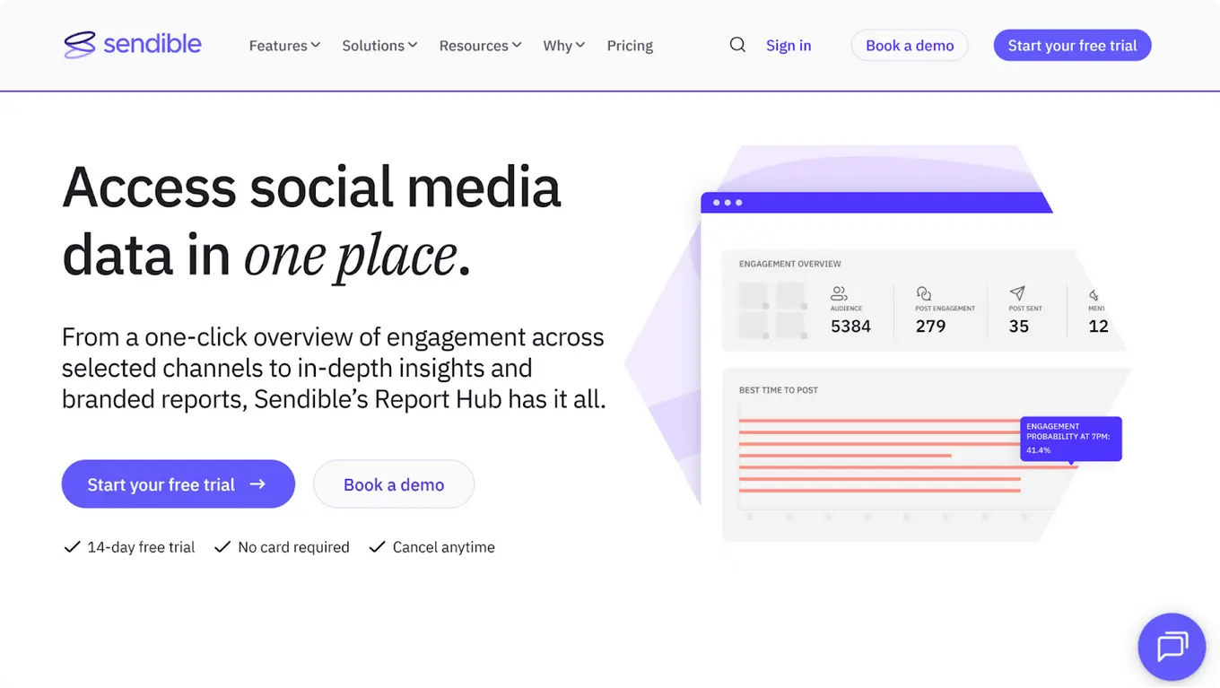 A screenshot of X/Twitter analytics tool Sendible's website.