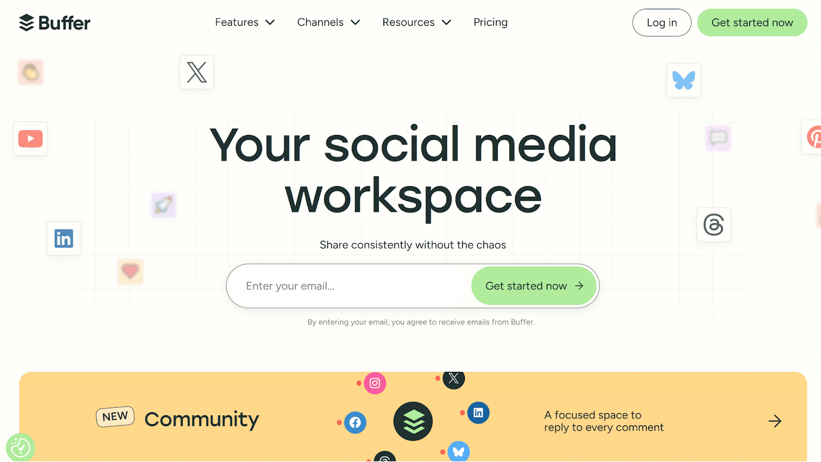 A screenshot of the Buffer website.