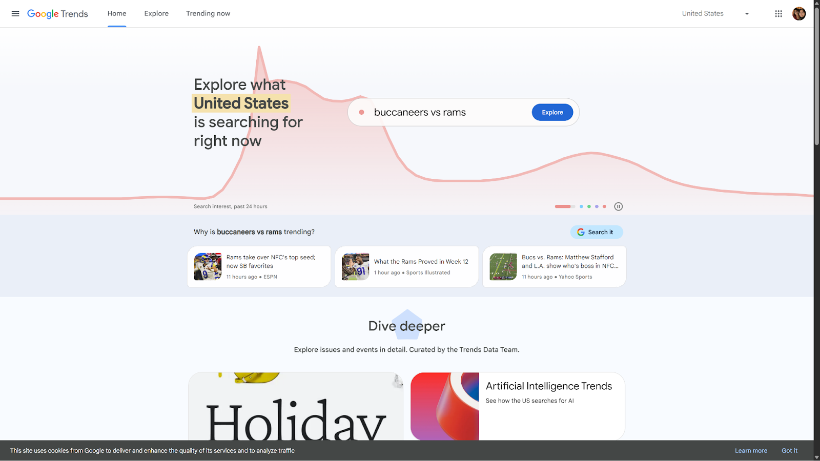 A screenshot of the Google Trends website.