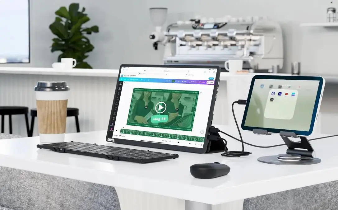 An external monitor setup.