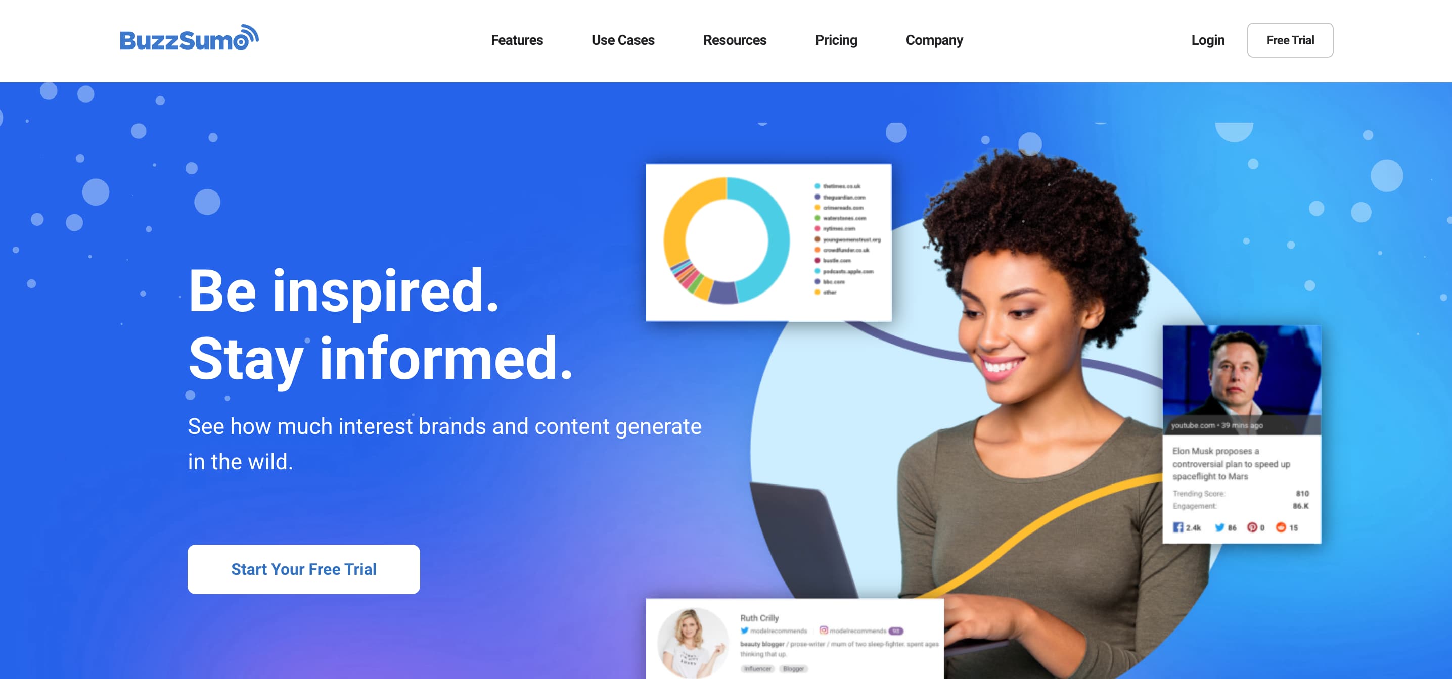 A screenshot of the BuzzSumo website.