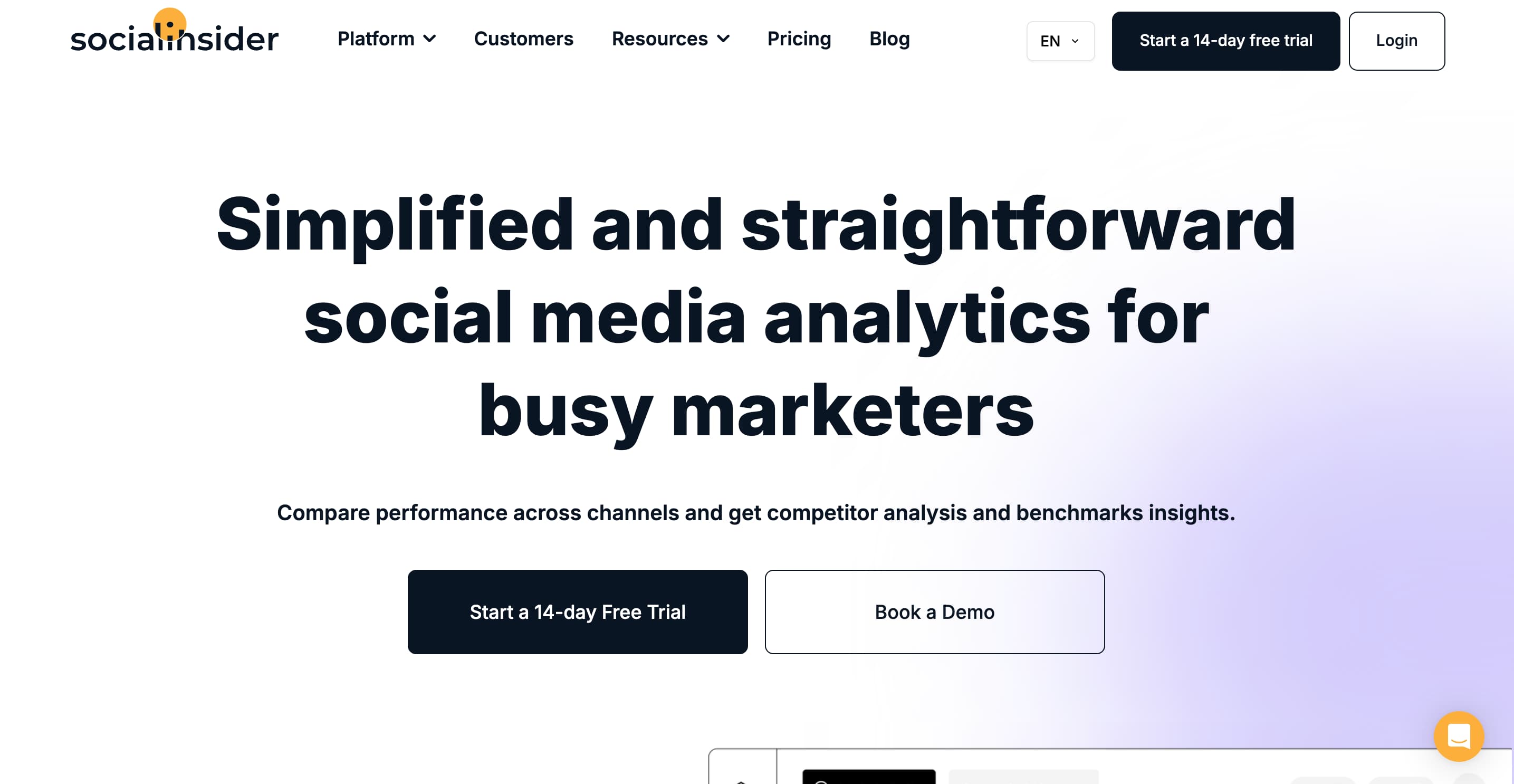 A screenshot of the Socialinsider website.